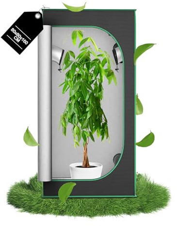 YRHome Growzelt für Indoor Growbox Lichtdicht & Wasserdicht mit Transparentem Sichtfenster Pflanzenzelt aus 600D Oxford-Stoff Zuchtzelt Indoor Anbauzelt Grow Tent für Tomaten Gemüse - 80x80x160cm