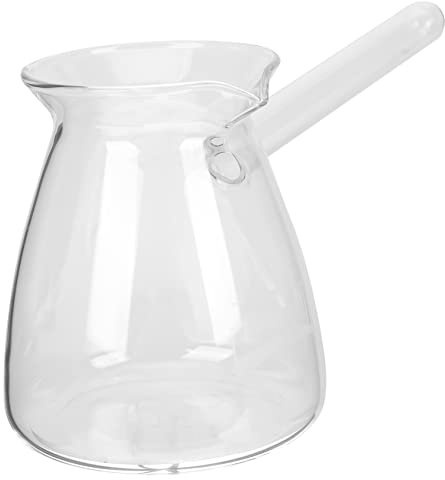 Cabilock Cafetera De Vidrio De Borosilicato Grueso 450 Ml Asa Lateral Transparente, Tetera Para Hervir Leche y Preparar Té De Uso Doméstico