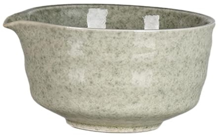 Folpus Matcha-Schüssel aus Keramik, handgefertigt, Tasse für grünen Tee mit Ausgießer, 500 ML, traditionelle japanische Matcha-Schüssel für Freunde, Grau und Grün