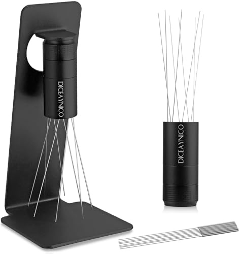 Diceaynico WDT Espresso Stirrer, Distribution Tool, 8x0.4mm Needles | 304 Stainless Needles + Extra 8 Needles, Aluminum Alloy Handle with Stand, Espresso Coffee Tool