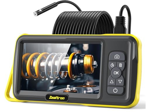 Endoscope numérique HD Industriel 1080p à Double Objectif, caméra d'inspection Endoscope IPS de 5,0 avec étanchéité IP67 et 8 lumières LED, câble Semi-Rigide de 5M.