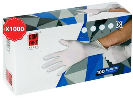 Mundo Home Guantes de Vinilo Desechables para Higiene y Protección - Guantes Vinilo Sin Polvo para Uso Médico y Cocina - Guantes Desechables Resistentes para Limpieza y Manipular Alimentos (1000, XL)