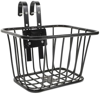 Cestino per manubrio anteriore per bicicletta, con ganci, colore nero, per pendolari, universale