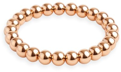 GD GOOD.designs Anello antistress in acciaio inox con perline 3 mm | Anelli elastici anti-ansia in oro rosa 18K – Anelli rosa dorati impermeabili con perline donna | Misura 54-60