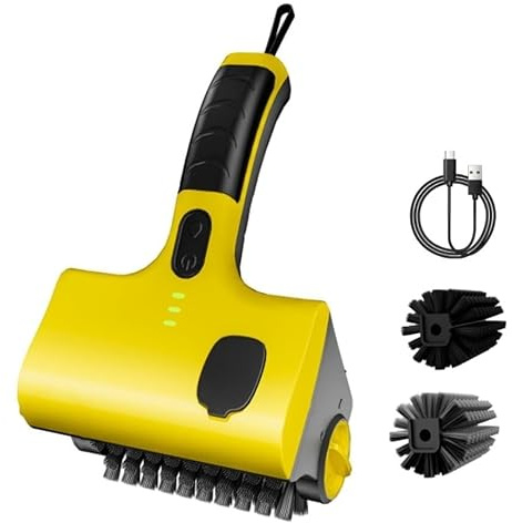 Cepillo eléctrico recargable para parrilla, diseño 2 en 1 con cabezal giratorio de 360° y velocidades ajustables, para limpieza sin esfuerzo de barbacoa, baño y cocina