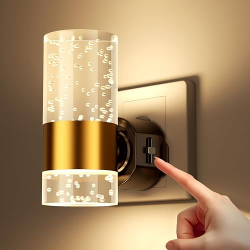 hautllaif LED Plug in Night Light for Hallway, Dusk to Dawn Sensor, Adjustable Brightness 0-100LM,3000K Warm White,Night Light Plug in Wall for Bedroom,Bathroom,Stairs,Kitchen,Nursery,1W Energy Saving