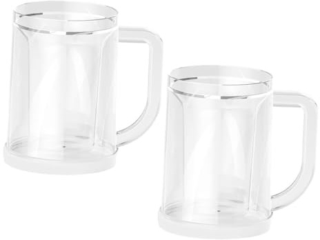 COLLBATH 2 Piezas Tazas Congelables de Doble Pared Vasos Transparentes para Bebidas Frías y Cerveza Diseño Ergonómico para Enfriamiento Instantáneo y Uso Versátil Verano