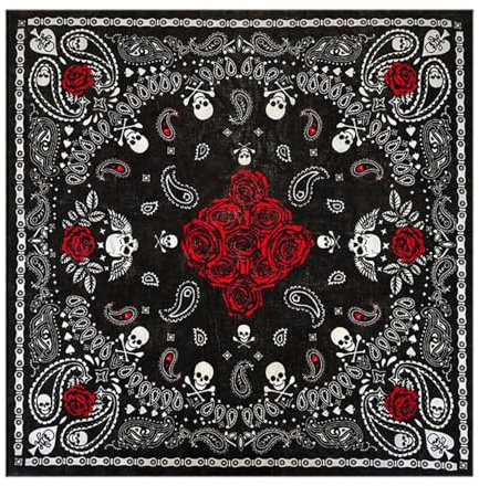 Basic Sense Gothic Bandana Skull Crossbone Pirate Bandanna 100% Cotton Biker Novelty Headwear Scarf Handkerchief Cowboy