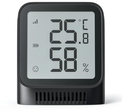 X-Sense WLAN Thermometer Hygrometer Innen，mit App, Schwarz, STH0A,3 Stück | Mini Digital Raumthermometer, Angepasster Komfortbereich, Datenexport, Smiley-Indikator, kompatibel mit Alexa, Taupunkt/VPD