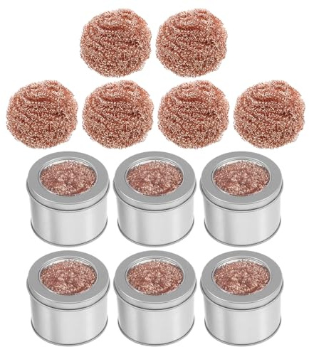 FONDOTIN 12 Pezzi Kit Pulitore per Punte di Saldatore in Ottone 12 Pezzi con Spugne e Fili Detergenti, Accessori per Manutenzione Saldatura, Resistente ad Alte Temperature, per Riparazioni