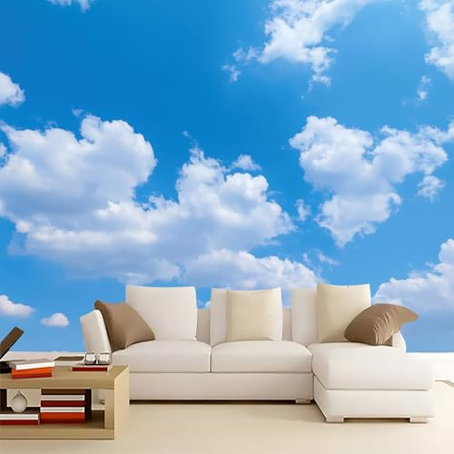 Carta da Parati Fotomurale XXL 200 x 140 cm, Blu Poster Murale 3D in Tessuto Non Tessuto per Parete TV Corridoio e Soggiorno, Decorazione Interni di Grande Impatto Minimalista Cielo Blu Nuvole