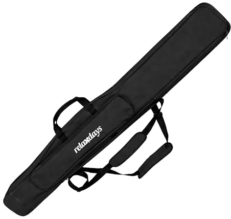 Relaxdays Angeltasche, Rutentasche, 150 cm, für 3 Ruten, 5 Fächer, schwarz | gepolstert, Angelzubehör, groß, 1200D Oxford