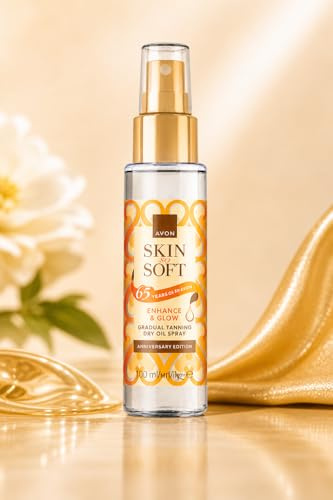 Avon Skin So Soft Enhance & Glow Gradual Tanning Dry Oil Airbrush Spray, 100ml. Travel Size