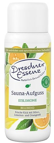Dresdner Essenz Sauna-Aufguss Eislimone 250 ml | Frisch-zitrische Sauna mit Limettenöl | vitalisierende Pflege durch Minzöl und Orangenöl | vegan