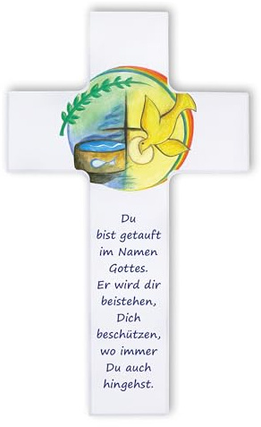 Fritz Cox Holzkreuz zur Taufe | schönes Geschenk zur Taufe | Wandkreuz aus Holz | made in Germany | weiß | 20cm