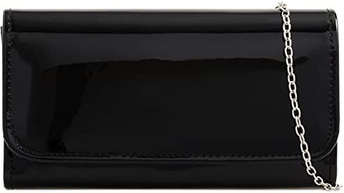 fi9® Pochette da donna in tinta unita, in vernice per matrimoni, feste, balli e serate