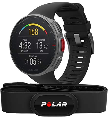 Polar Vantage V – Premium-Multisportuhr mit GPS Pulsuhr H10, optischer Pulsmessung und extrem langer Akkulaufzeit – Multisport und Triathlontraining – Herzfrequenz-Messgerät, Wasserdicht