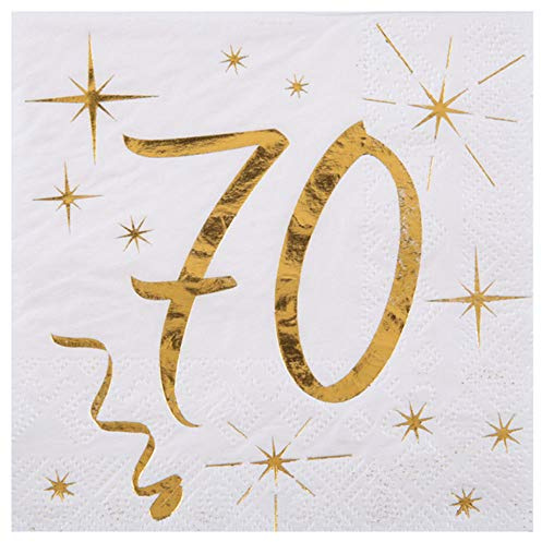 WOOOOZY Cocktail Servietten 70. Geburtstag,25cm, 20 St