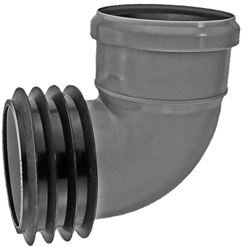 HT Winkel Steck Muffe 87,5° Grad für Rohr Außendurchmesser 90mm 9cm bis 110mm 11cm DN90 bis DN110 mit Dichtungen Kanalrohr Abwasser Abfluss Leitung Lüftung Kunststoff PP grau Bogen