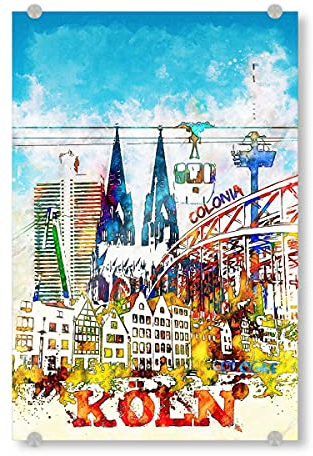 artboxONE Acrylglasbild 30x20 cm Städte/Köln Köln als Collage in bunt - Bild Colonia Deutschland