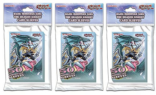 Yu-Gi-Oh! TRADING CARD GAME Dunkles Magier-Mädchen, die Drachenritterin - Kartenhüllen 3er Set – Deutsche Ausgabe