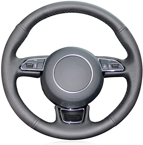 MEWANT Lenkradbezug für Audi A3 / A4 / A5 / A6 / A7 / Allroad / RS 7 / S6 / S7 / S8 Hand Nähen Lenkradhülle aus Echtleder oder Suede Lenkradschoner