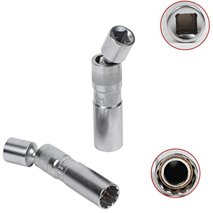 MOTOCOCHE 2-TLG 14mm 16mm Zündkerzenschlüssel Magnetisch 3/8 Zündkerze Steckschlüssel 12-Punkt Zündkerzen-Einsatz-Satz 360° Drehbar Kompatibel mit BMW Nissan Benz etc.