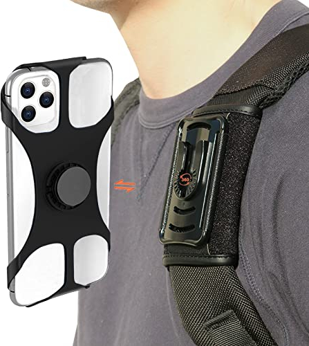 HEZEN Handyhalter Rucksack, Rucksack-Klemmhalter für Handy, Rucksackgurt-Clip für Handy mit abnehmbarer Passform, Wandern/Klettern/Outdoor