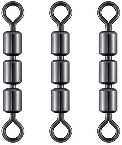 Dr.Fish 30 Pack High Speed 3 Roller Swivels, Bead Chain Barrel Swivels Fishing Tackle Trolling Rolling Leader Lure Connector Salmon Walleye Size 1
