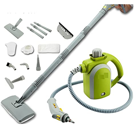 Pulitore a Vapore Portatile Multifunzione a Vapore Portatile con Scopa a Vapore con Accessori Condizionatore d'Aria Macchina per la Pulizia dei fumi d'olio Tutta la casa Uso Multiuso (Color : Green,
