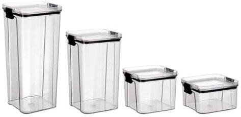 Quid Cocco Set Tarros Hermeticos Vidrio Cocco Qd 0,45l - 0,9l - 1,4l -2l Pet - Tereftalato De Polietileno 100% Hermético