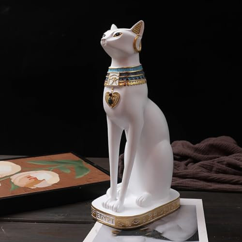 Home Decor Ornamente, Desktop-Deko-Zubehör, weißes Harz, altägyptischer Stil, Katzengöttin-Statue, Figur for Heimdekoration, kreatives Geschenk, Katze, Tiermodell, Skulptur (Farbe: groß) ( Color : Lar