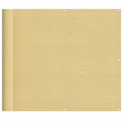 vidaXL Balkon Sichtschutz, Balkonbespannung mit Aluminium-Ösen, Balkonverkleidung Wasserfest, Balkonabdeckung Windschutz, Sandfarben 90x400cm 100% Polyester-Oxford