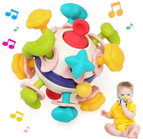 JoyLife Baby Beißspielzeug ab 3 Monate Greifball Baby-Spielzeug sensorische Beißring-Spielzeuge Montessori Rassel Spielzeug für Babys 0 3 6 Monate Geschenk für Neugeborene Kleinkinder 0-12 Monate
