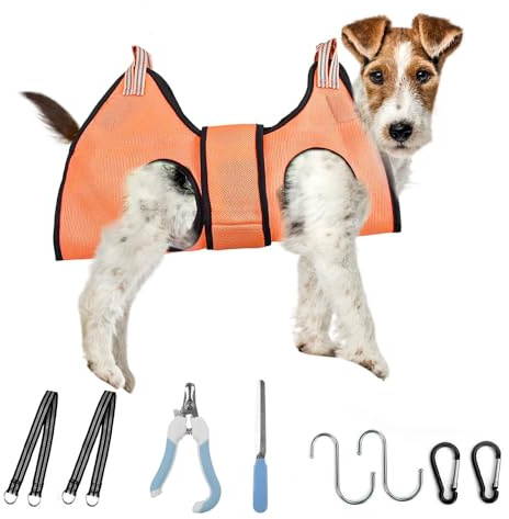 Liamcute Amaca per Cani Grooming, Amaca Multifunzione per Cani e Gatti,con Tagliaunghie/Lima per Unghie Clipping Trimming Piccoli e Medi Gatti e Cani (M)