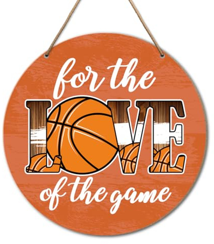Basketball Sign Decor, Basketball Decor for Home Boys Girls Room Bedroom Door Decoration, Basketball Gift for Basketball Lover Coach Fan, for The Love of The Game