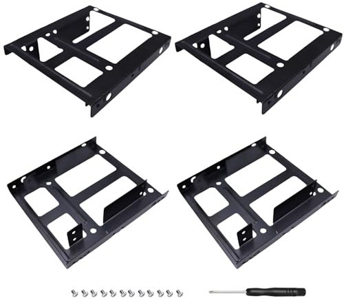 4 soportes de montaje HDD SSD de doble cubierta, 2 adaptadores de disco duro de 2.5 a 3.5 pulgadas, soporte de montaje de bahía de disco duro para PC