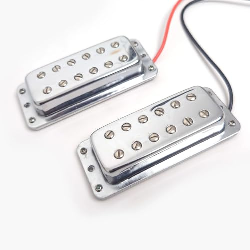Mini Humbucker Gitarren-Tonabnehmer Set, Chrom mit Keramik-Magnet, 7,6 K Widerstand für Gibson Les Paul Gitarre oder ähnliche 6-Saiten-E-Gitarren