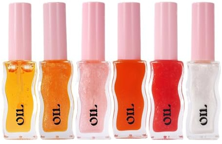 Honey Infused Hydrating Lip Oil, Nourishing Lip Moisturizer, Hydrating Lip Lightening Honey Lip Oil, Shiny Transparent Lip Gloss Plumping, for Dry Lips (6 Pcs)