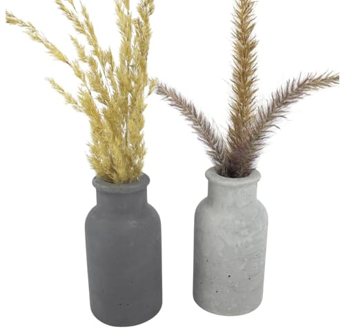 Handworkz | Vazo - mini Vase rund aus Beton | wasserdicht | für frische Blumen oder Trockenblumen nutzbar | auch als Kerzenständer für Stabkerzen geeignet | Made in Germany (Anthrazit & Grau)