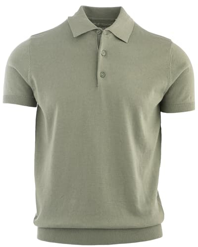 Cashmere Zone CZ-Polo Uomo in Jersey di Lino e Cotone Elegante, Maglietta Casual Estiva a 3 Bottoni, T-Shirt Traspirante Slim Fit, Maglia Leggera per Ufficio o Tempo Libero (XXL, Verde)