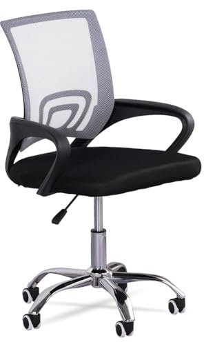 MUWO Director Büro Drehstuhl | ergonomisch & höhenverstellbar | atmungsaktives Mesh-Gewebe | stabile Metallfüße | optimaler Sitzkomfort für langes Arbeiten & Homeoffice (Grau)
