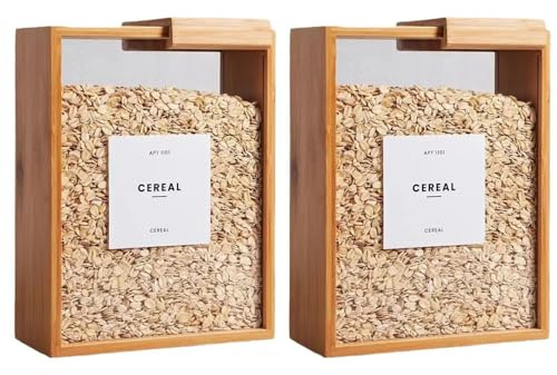 susiodeu 2 stücke 2L Apt Food Dispenser Für Luftdichte Küche Lagerung Organisation Holz Speisekammer Organisatoren Und Lagerung Getreide Spender
