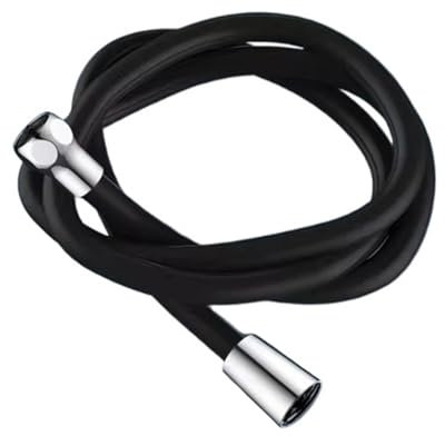 1.5/2M Silicone Flexible Shower Hose Grey Anti-Winding Extension High Pressure Pipe Showerhead Tube Bathroom Faucet Accessories(Black,150cm)
