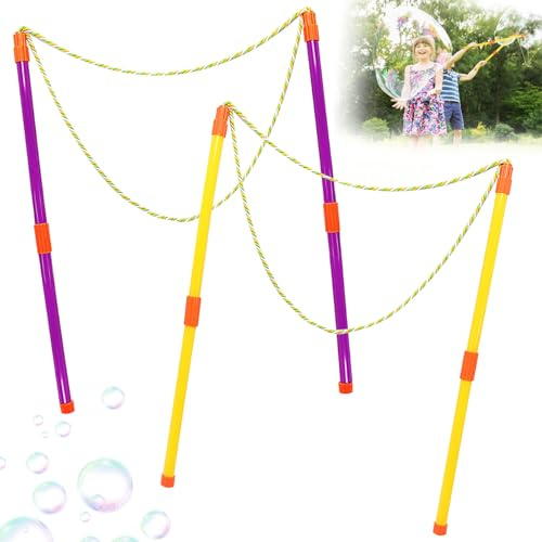 Alovez 2 Paar Riesenseifenblasen Set, Teleskopische Entwurfs Seifenblasen Stab, Riesenseifenblasen für Kinder Erwachsene für Partys, Outdoor, Gartenspielzeug