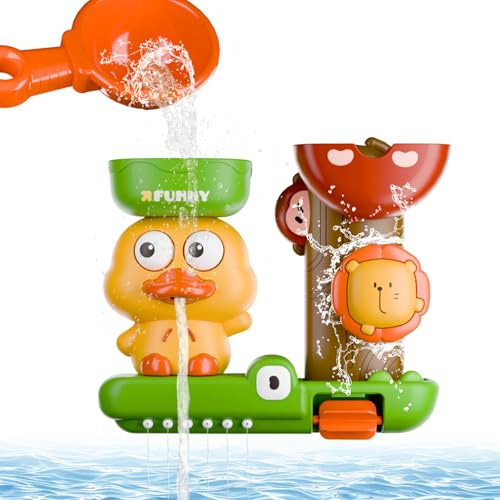BEELUKY Badewannenspielzeug ab 1 Jahr | Badespielzeug Baby mit 3 Saugnäpfen & Wasserrad | Interaktives Wasserspielzeug für Kinder 1-4 Jahre | Sicheres Badespielzeug als Geschenk für Jungen und Mädchen