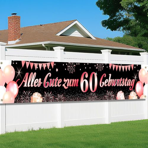60. Geburtstag Dekoration Roségold Schwarz, 60 Geburtstag Mann Frau Deko, Hintergrund Banner, Happy 60th Birthday Banner, Geburtstagsbanner 60 Jahre, Geburtstagsfeier Deko 40 * 270cm