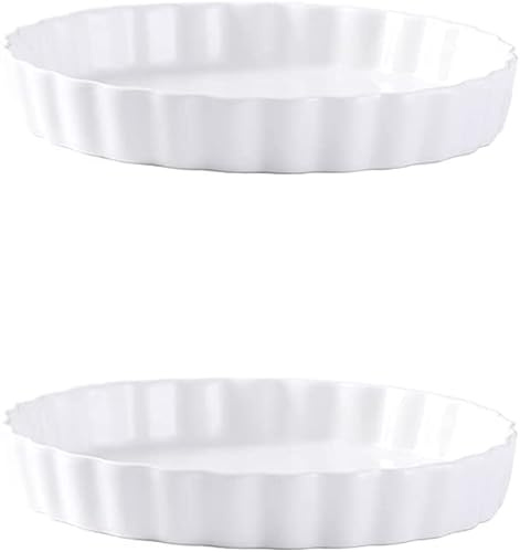 Ceramics Baking Dishes ceramic dishes bakeware Round Fluted Quiche Dish Ceramic Pan Perfect for Tart Pies Custard Dishes