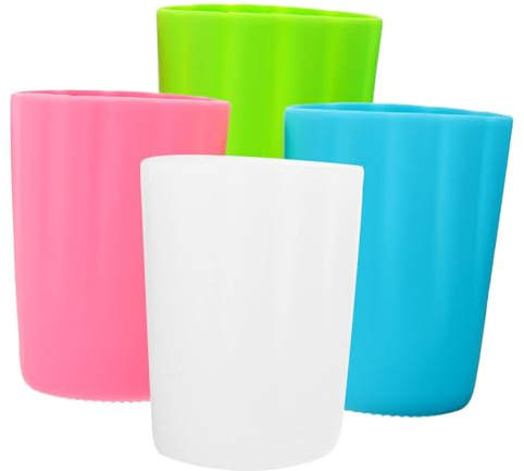 CONGARTENO Manchons en Silicone pour Bouteille d'eau Anti-Chute 4 Pièces Bleu Vert Rose Transparent Housse Semi-Pleine Épaisse Protectrice Compatible Bouteilles De Lait Réutilisable Usage Quotidien