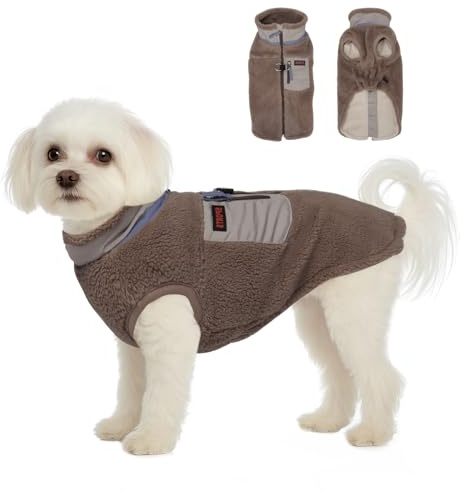 TQFlow Hundemantel Winter Hundekleidung, Hunde Wintermantel Jacke mit Warm Fleece Gefütterte Hundejacke, Winddichter Hunde Jacken für Kleine Mittlere Dogs, Hundeweste mit D-Ring für Outdoor Dog Coat